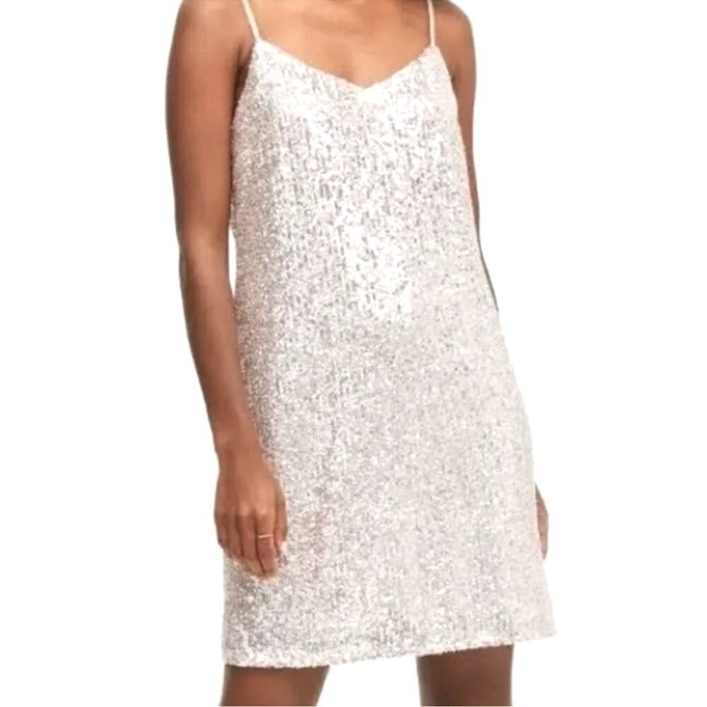 Banana Republic Sequin Slip Formal Cocktail Dress Champagne Nude Size 6